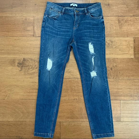 Etcetera Dark Blue Distressed Skinny Jeans - Size 8 (EUC) - Picture 2 of 8